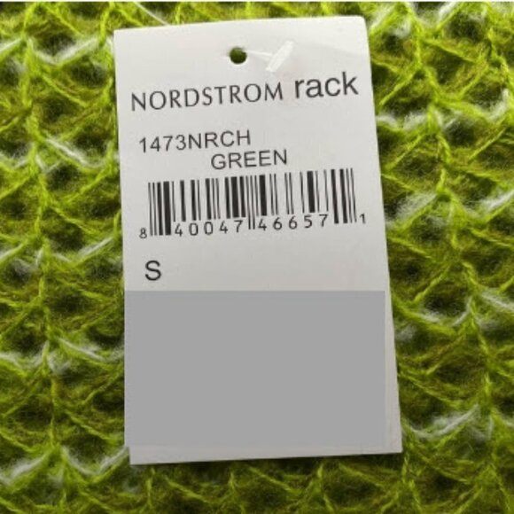 Nordstrom WAYF Size S Open Knit Crewneck Long Sleeve Sweater Bright Green New - Picture 10 of 10